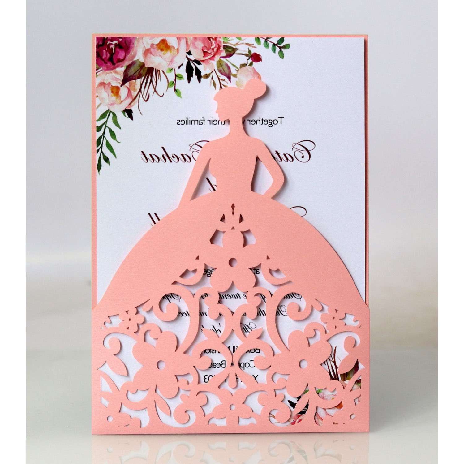 2020 Invitation Card Wedding Card Design Laser Cut Beautiful Girl Pink Card